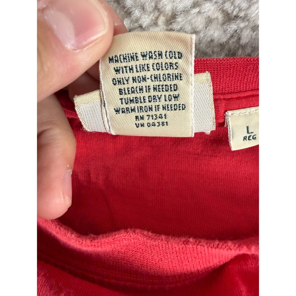 L.L.Bean Size L 100% Cotton Casual Basic Crewneck T-Shirt Red Short Sleeve Mens - Picture 6 of 7
